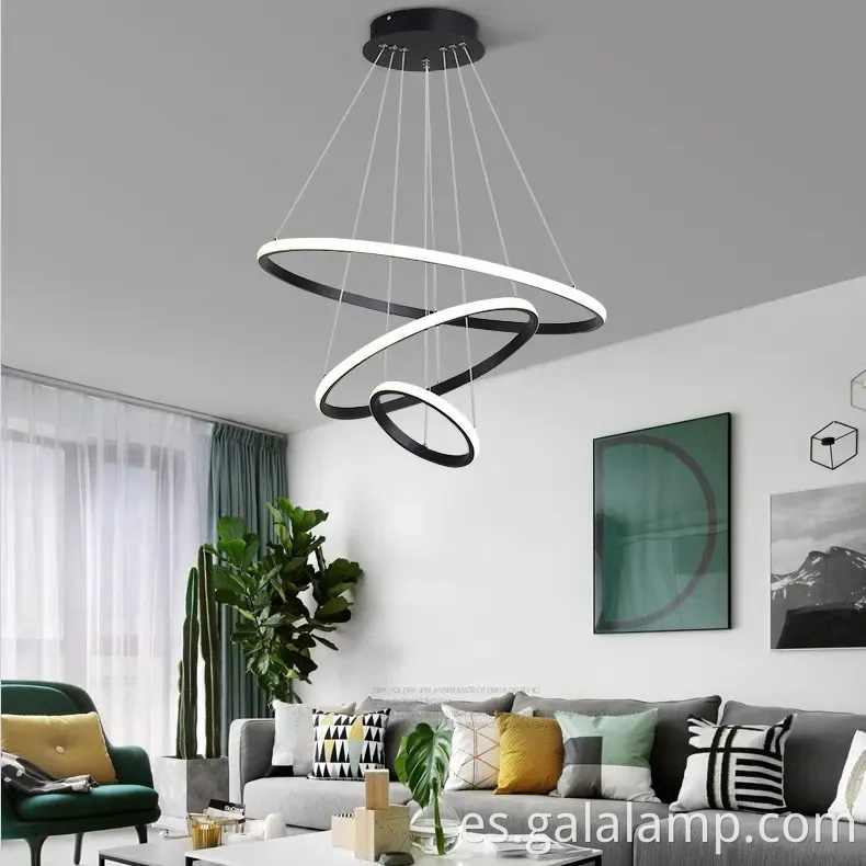 Luz colgante de anillo de círculo decorativo de lujo para sala de estar moderna
